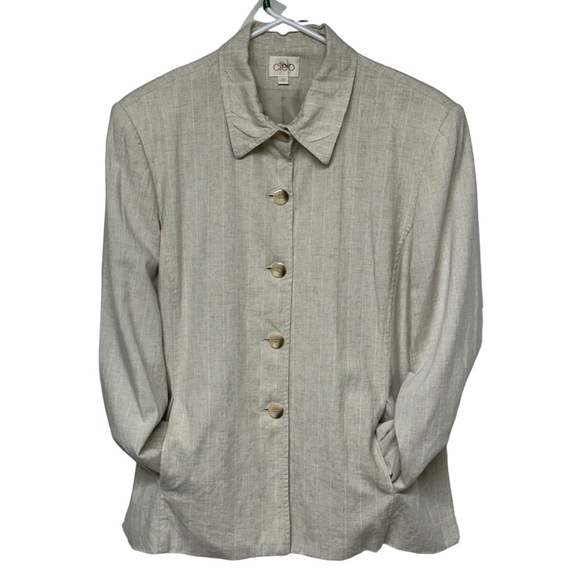 431 - VINTAGE CLEO CREAM BLAZER - 54% LINEN - Picture 3 of 14